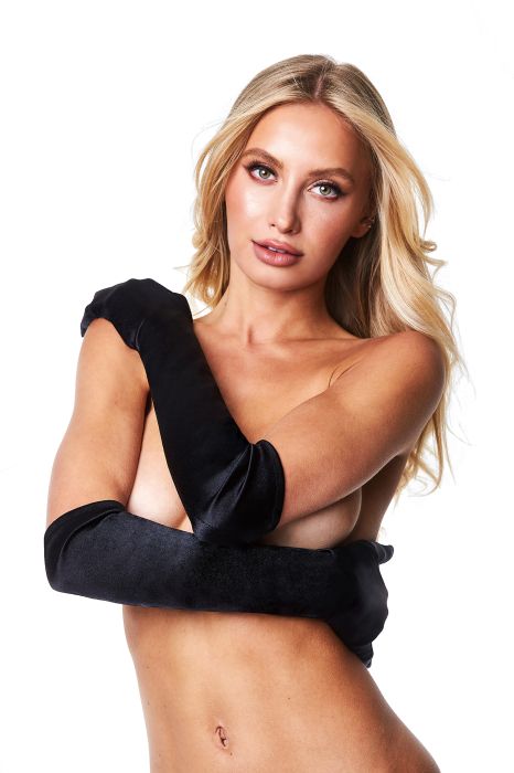 BACI SATIN OPERA GLOVE, BLACK- one size